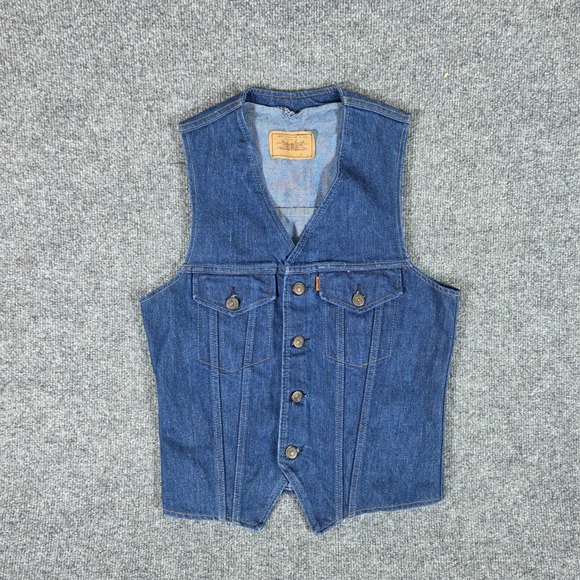 Levi's Jackets & Blazers - Vintage Levis Orange Tab Denim Vest 60670-0317 Womens Medium Blue Dark Wash 70s
